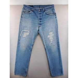Vintage Levi's 501 Jeans Mens 36x32 Fits 34x31 Made USA Denim Light Wash W34"